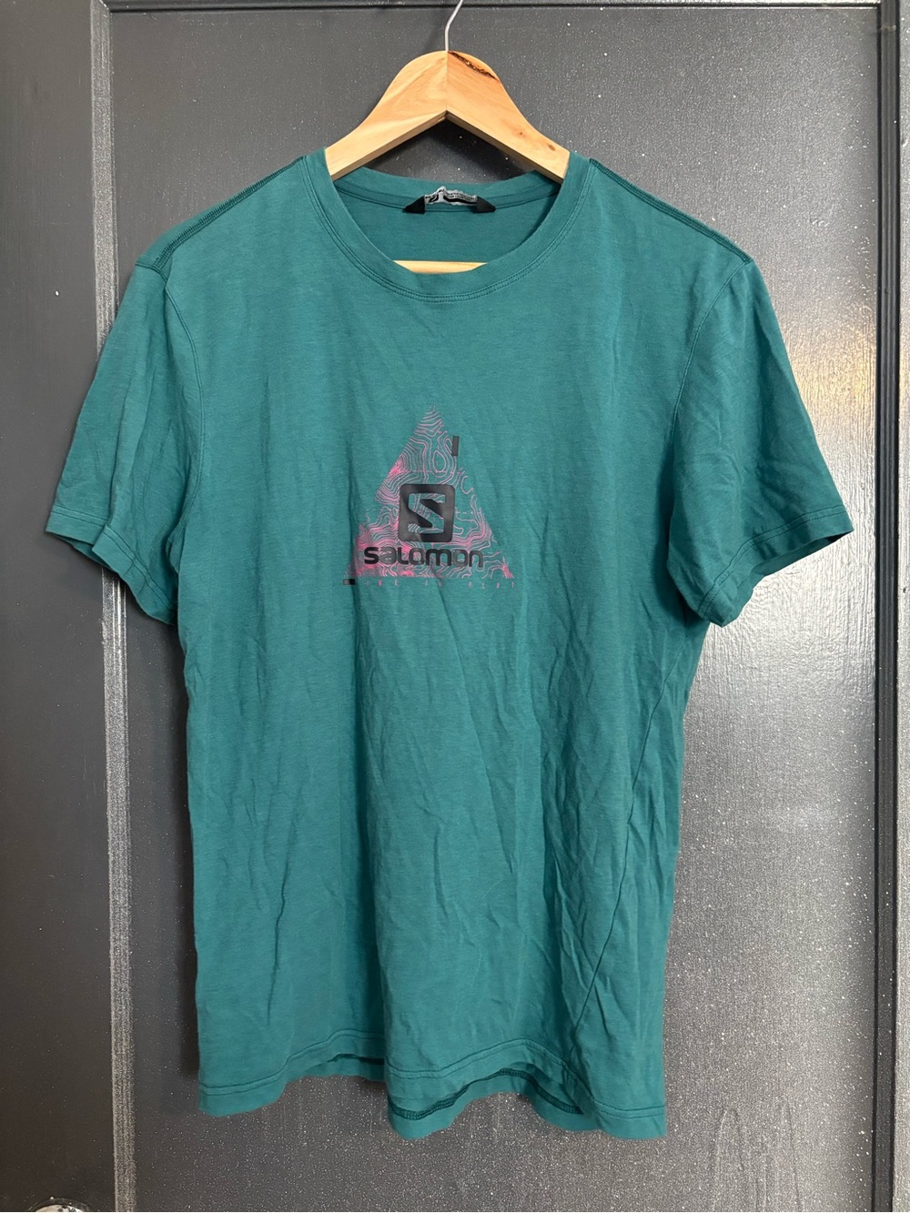 Salomon Men's Teal Crewneck Graphic Logo Tee
